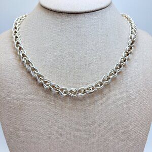 Rare Jim Miller Solid Sterling Silver Chain Fancy Link Boxy Design .25" W 22" L